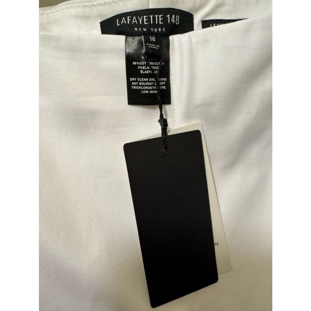NWT Lafayette 148 New York Lexington White Cropped Straight-Leg Pants 16 - Picture 4 of 7